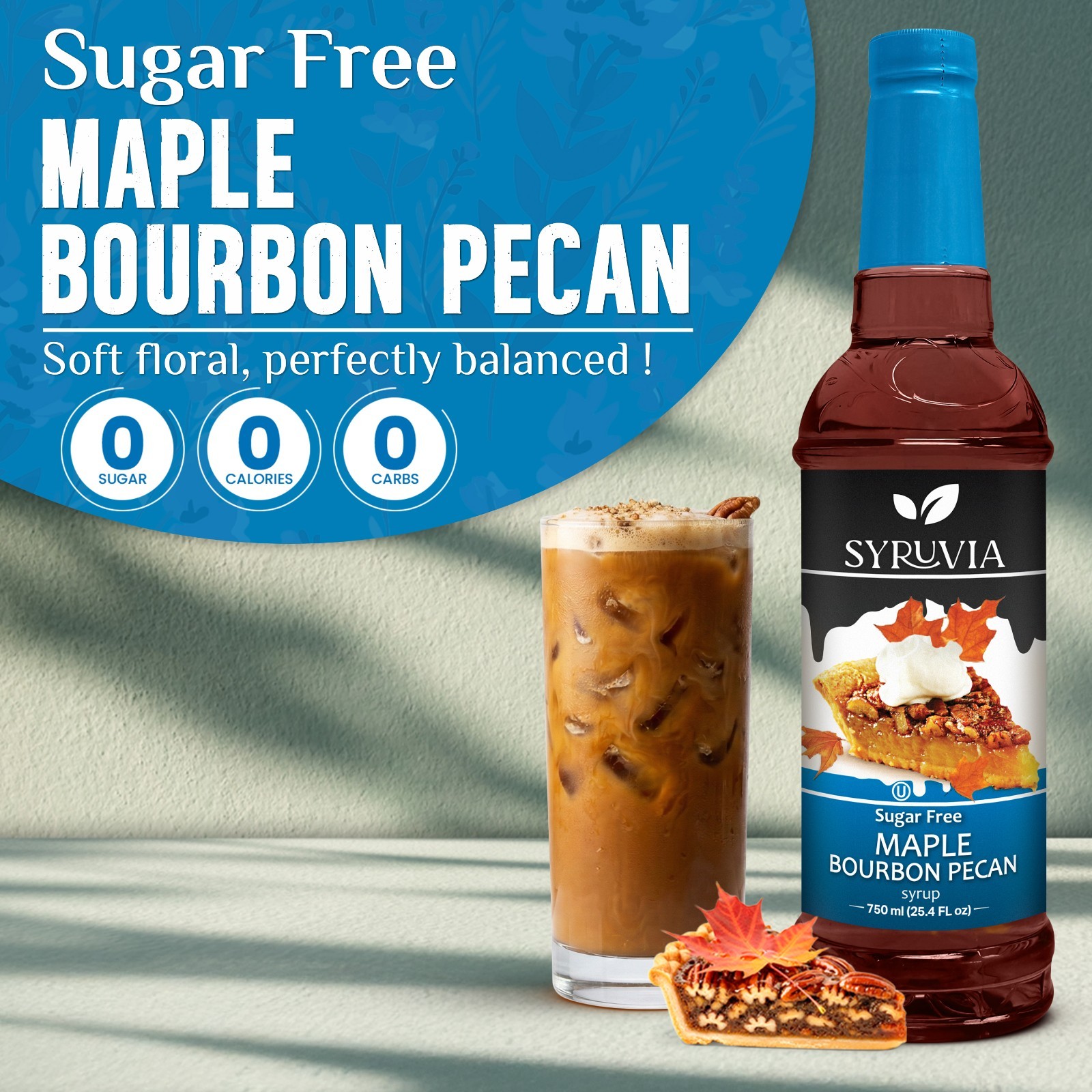 Syruvia Sugar Free Maple Bourbon Pecan Syrup 25.4 fl oz, for Drinks, & More gallery