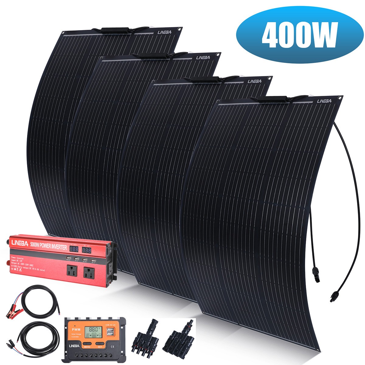 200W/400W 18V Flexible Mono Solar Panel Kit with Separate Controller for RV Home gallery
