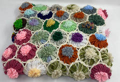 Crocheted Granny Square Throw Blanket Afghan Flowers 28″x31″