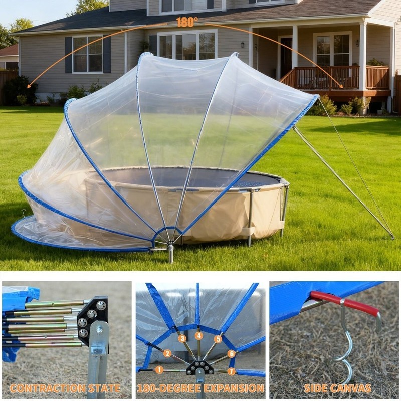 16/18FT Retractable Above-Ground Pool Dome All Weather Cover UV Dirt Heat Retain gallery