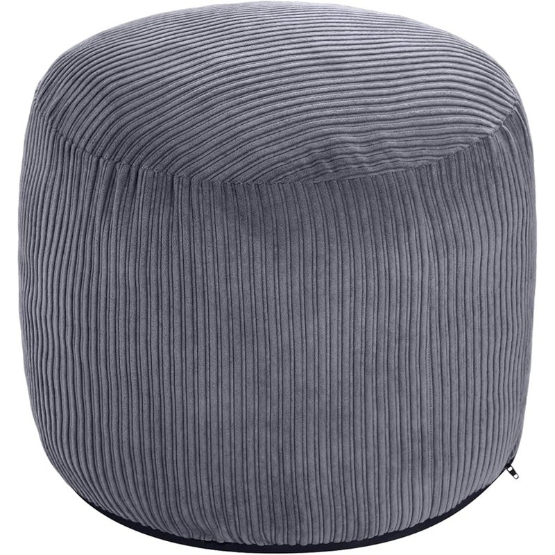 Comfortable Compact Foot Ottoman Soft Corduroy Foam Bean Bag Round Stool New gallery
