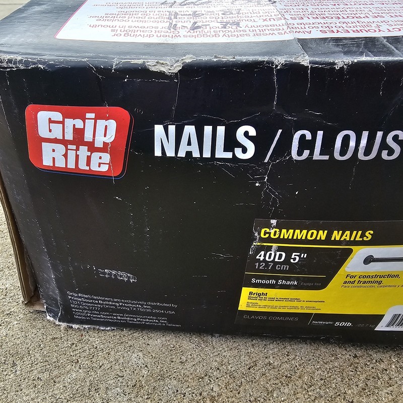 NEW 50lbs Box GripRite Construction 40C Common 5" Nail Bright Smooth Shank gallery