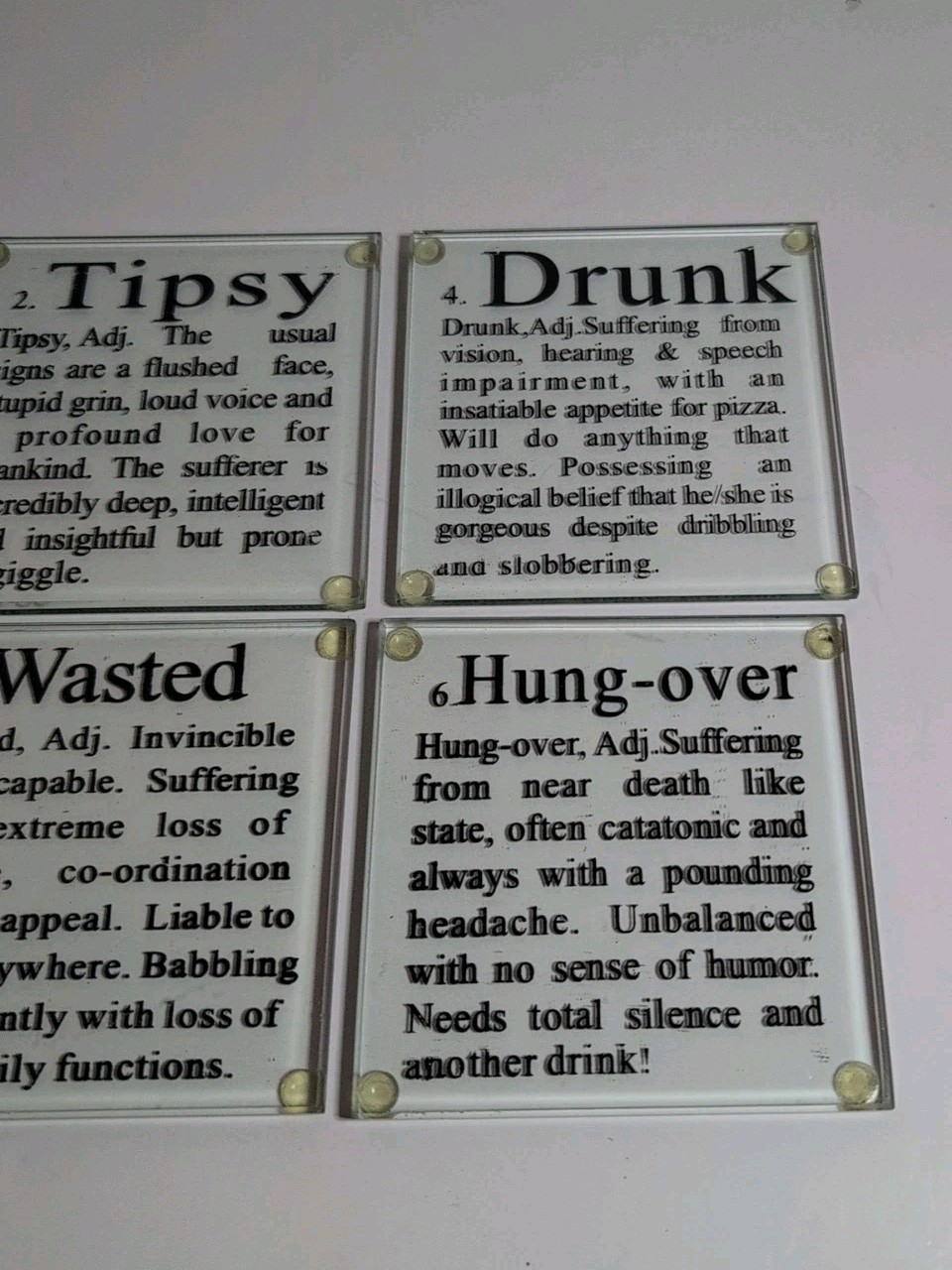 THE STAGES OF DRINKING GLASS FUNNY STACKABLE BAR COASTER SET (6) gallery
