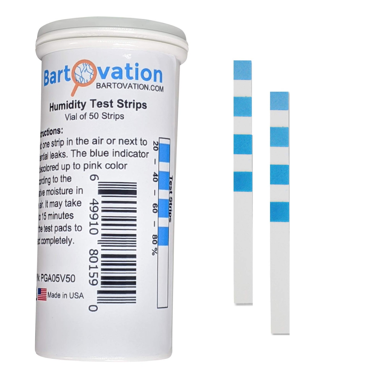 4 Pad Cobalt Chloride Humidity Test Strip 20 - 80 Humidity Vial of 50 Strips gallery