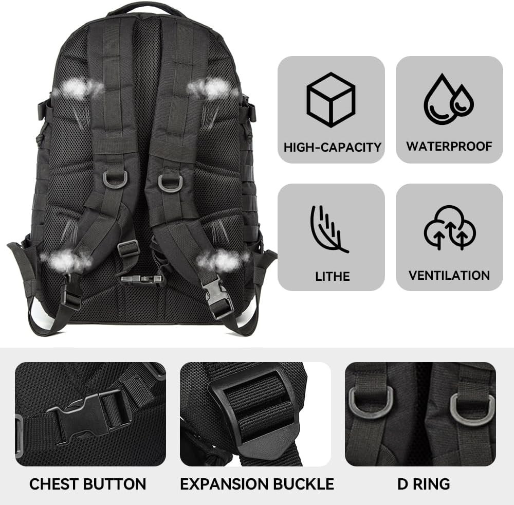 40L Hiking Backpack,Waterproof Backpack with MOLLE System,Outdoor Camping and Tr 4