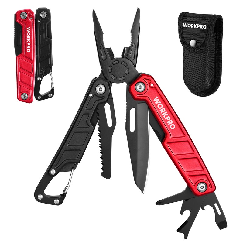 WORKPRO Multitool-11 in 1 with Pocket Clip and Sheath-EDC with Safety Lock gallery