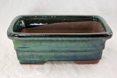 Rectangular Glazed Bonsai & Succulent Pot + Mesh 8″x 6″x 2.75″ – Green Glazed