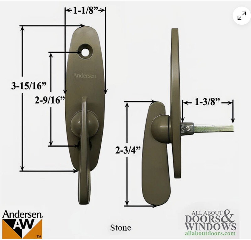 Andersen Tribeca Style - Gliding Door Thumb Latch - Stone Color FREE SHIPPING gallery