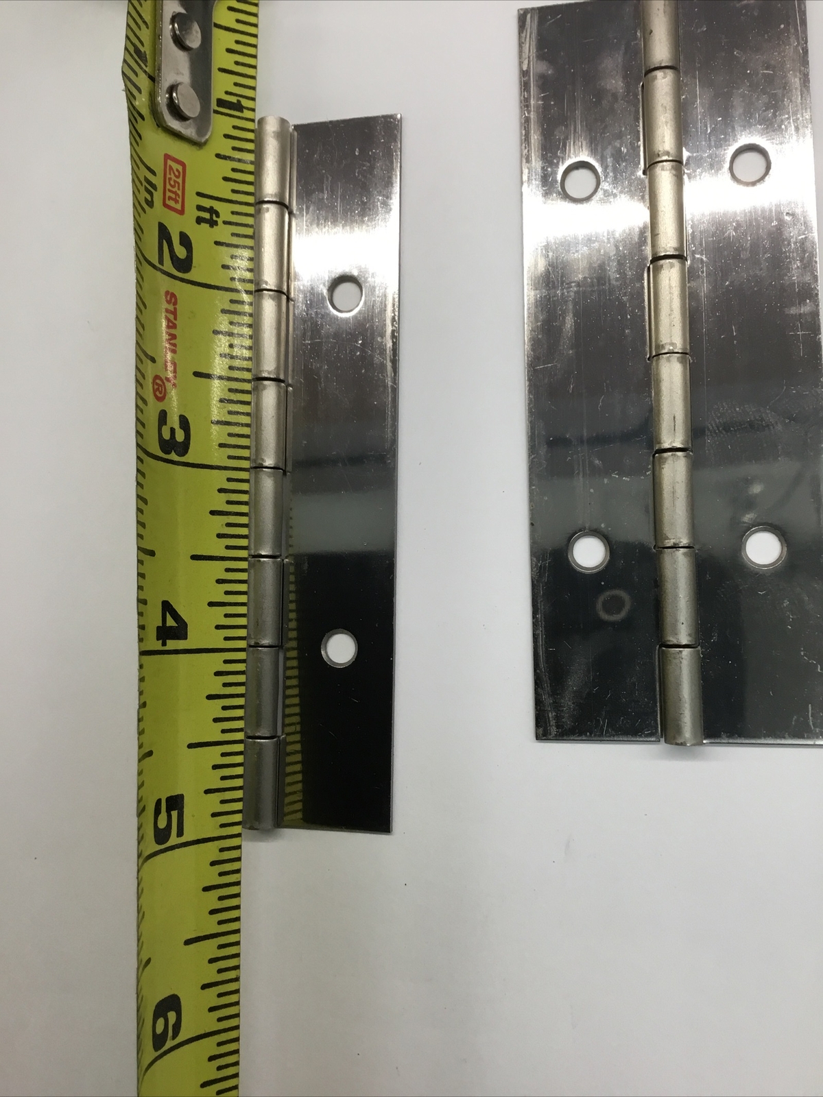 Stainless Steel Continuous Hinge 2 piece Lot with holes 4" long X 1 1/2" wide gallery