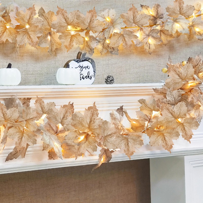 Timer - 2 Pack Fall Decor Fall Garland with Lights Fall Decorations for Home, gallery