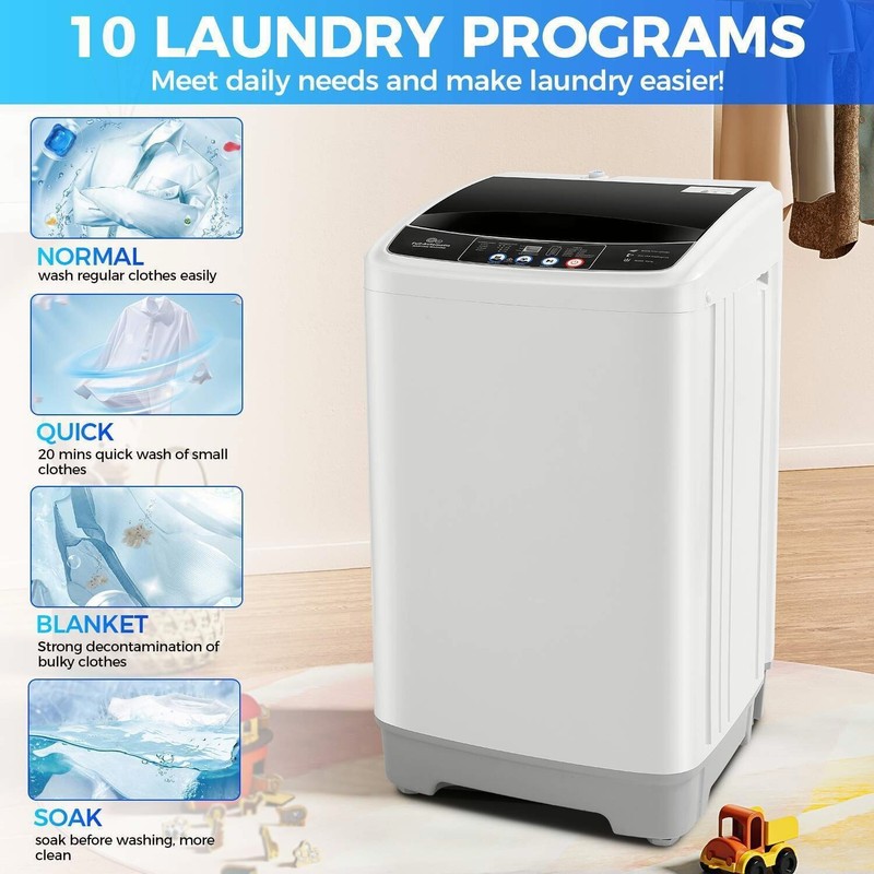 Full Automatic Washing Machine 20Lbs Compact Laundry Washer with Drain Pump New gallery