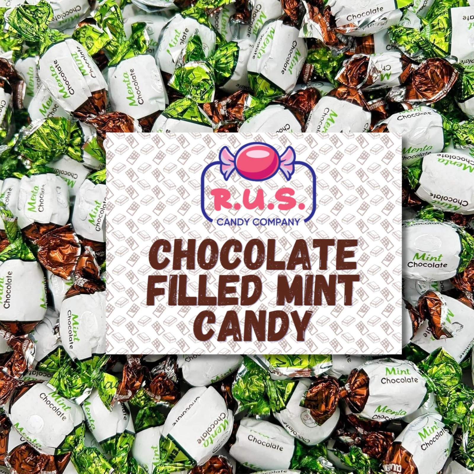 RUS Candy Company Chocolate Filled Mint Hard Candy – About 240 Individually W... gallery