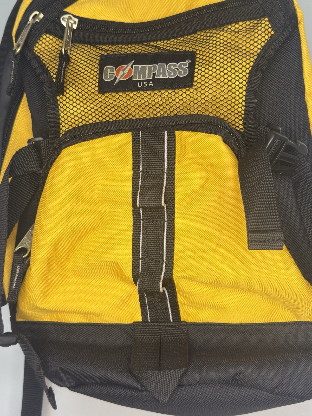 Compass USA Yellow & Black Backpack With Extension Thick Straps & Pockets 3