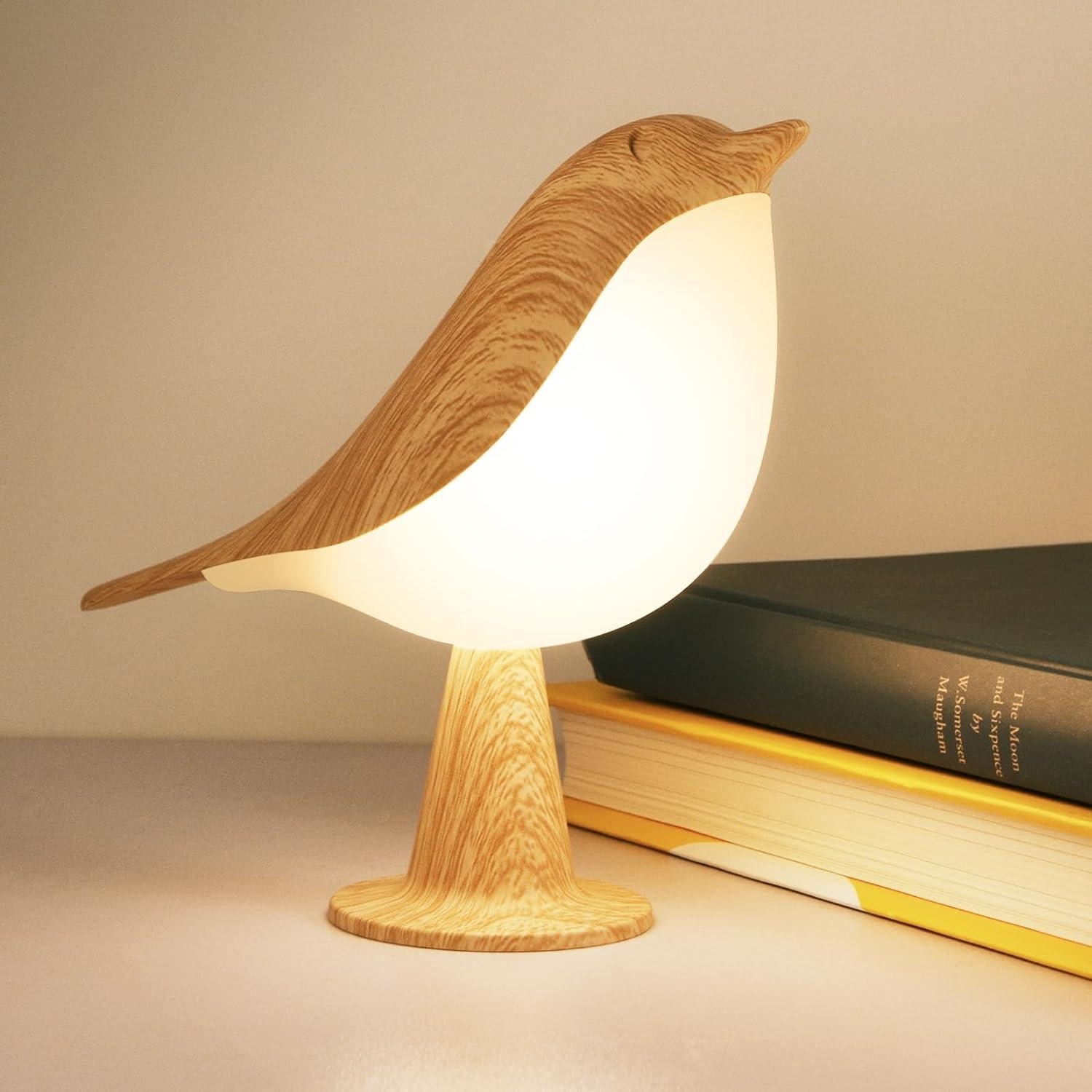 1pc LED Touch-control Bird Lamp - Art Deco, 3-levels Dimmable, Usb-cordless with gallery