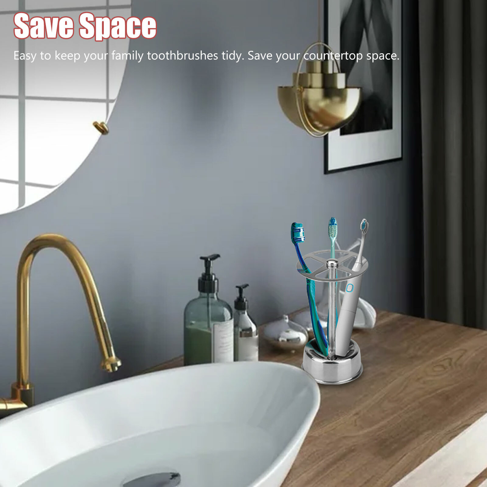 Stainless Steel Toothbrush Holder Toothpaste Stand Rack Bathroom Kitchen 4 Slots gallery