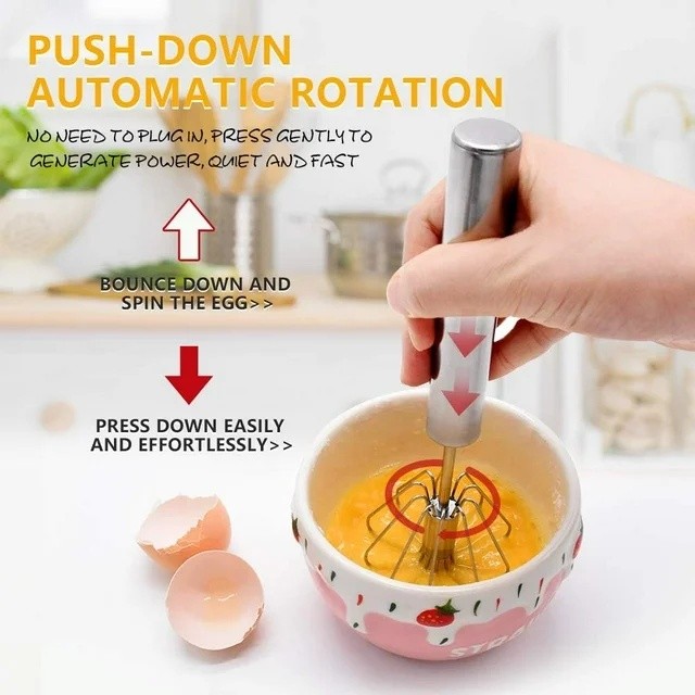 Semi-Automatic Egg Whisk Hand Push Egg Beater Stainless Steel Blender Mixer Tool gallery