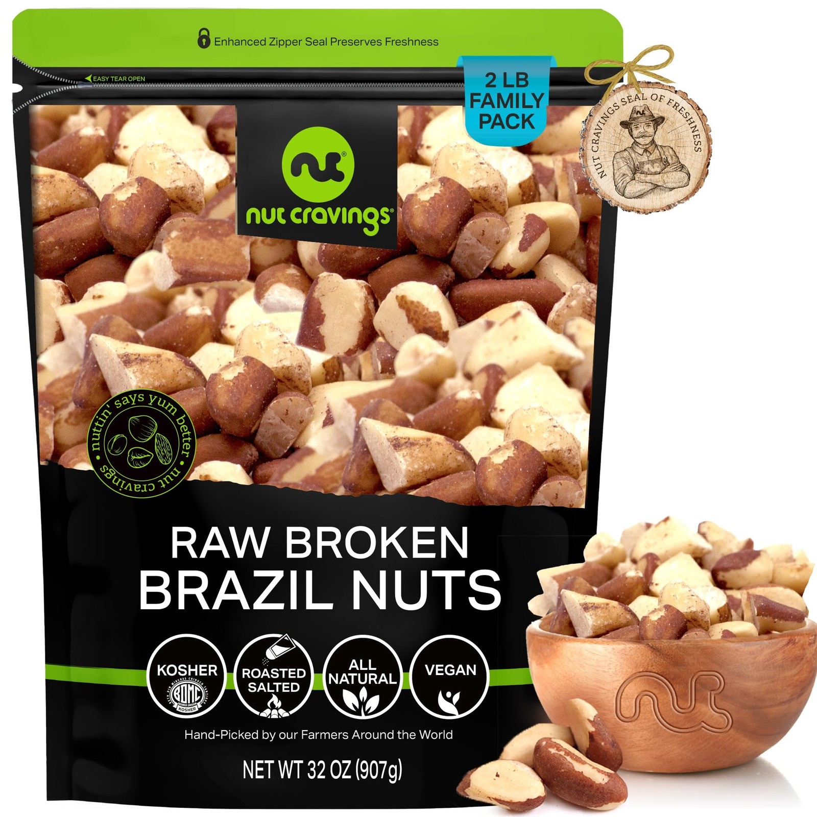 Raw Broken Brazil Nuts, Unsalted, No Shell, 32oz 2 LB Bulk Nuts Packed Fres... gallery