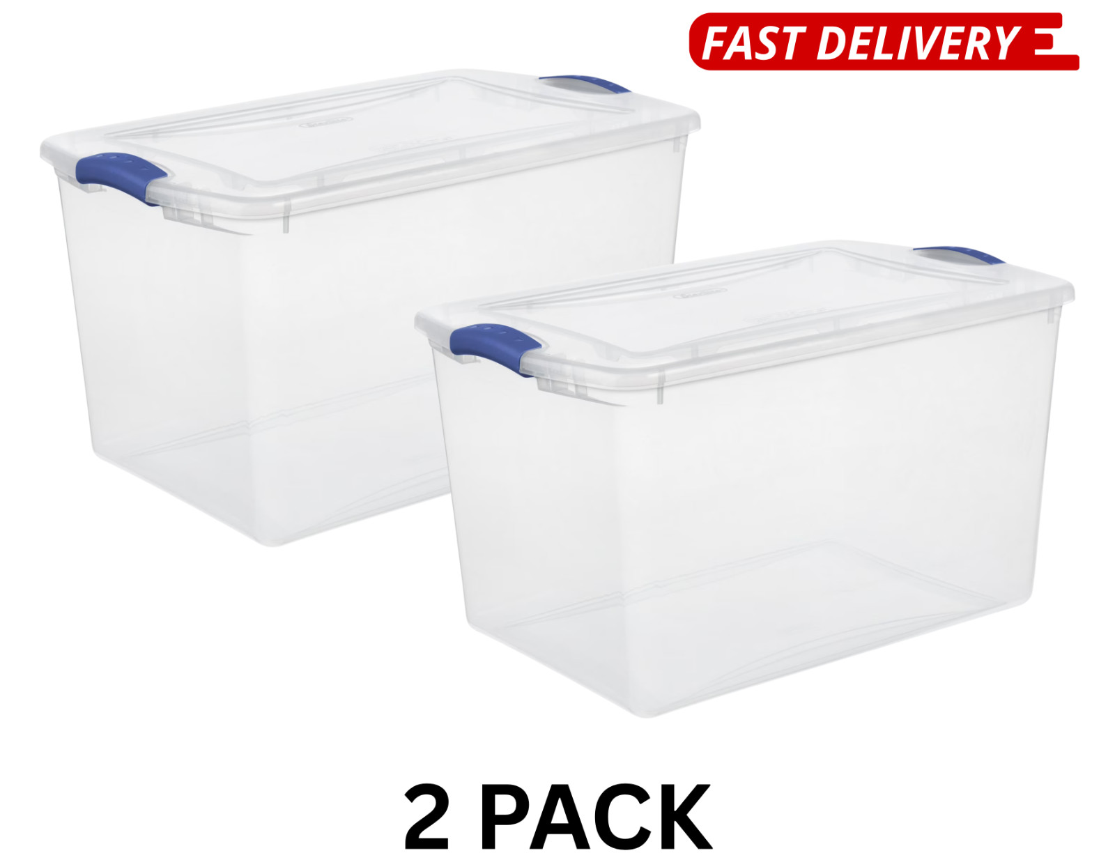 (Pack of 2) Stackable Plastic Tote Box Storage Containers Bin 66 Quart, Storage gallery