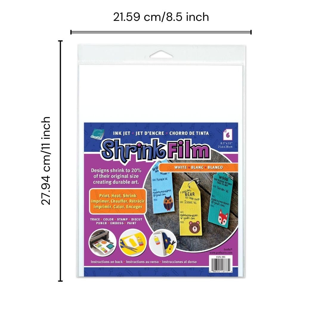 Grafix Ink-Jet Printable White Opaque Shrink Film - 8.5X11 Print Cut And Shrink gallery