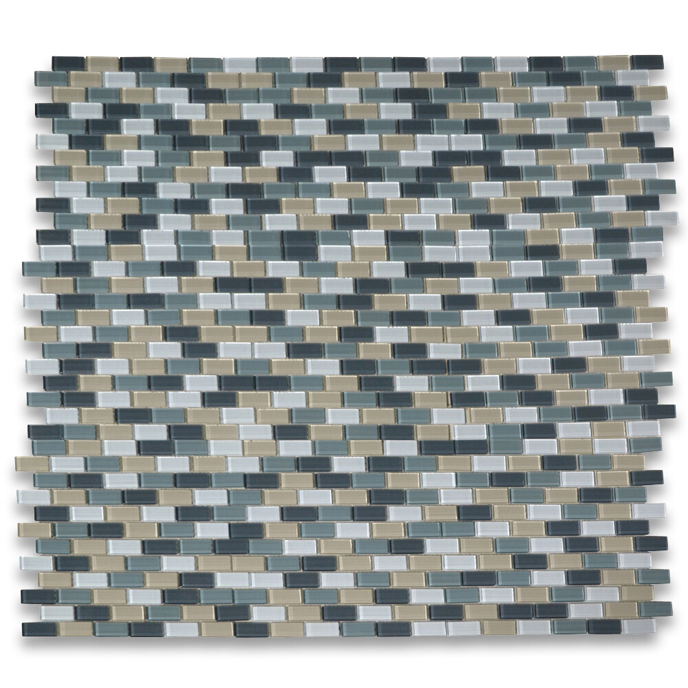 A63007 Glass Mosaic Tile Gray Blue Grey Beige Bluish White Glass Backsplash gallery