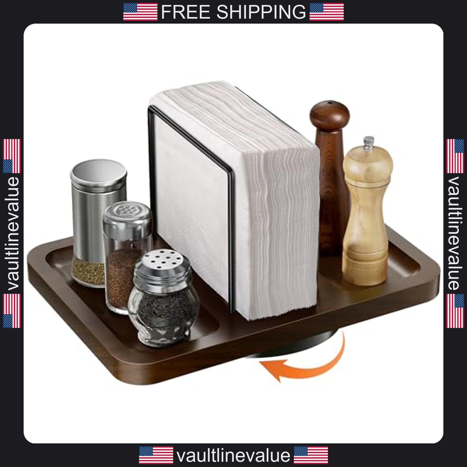 360° Rotating Napkin Dispenser Napkin Salt Pepper Set Dining Table Organizer gallery
