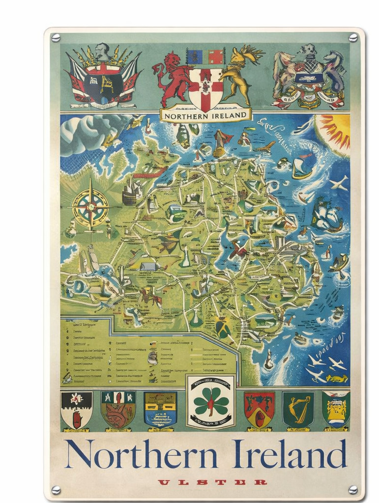 Northern Ireland Ulster Map Frederick Griffin reprint Retro 8x12 Metal Sign gallery