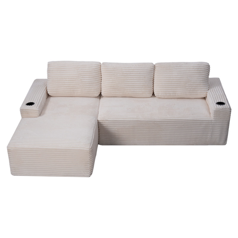 Sectional Sofa Couch with Left Chaise,4 Seater Modular Boneless Sofa,Cup Holder gallery