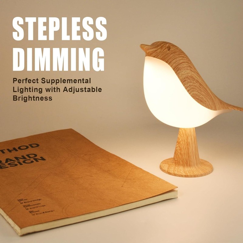 1pc LED Touch-control Bird Lamp - Art Deco, 3-levels Dimmable, Usb-cordless with gallery