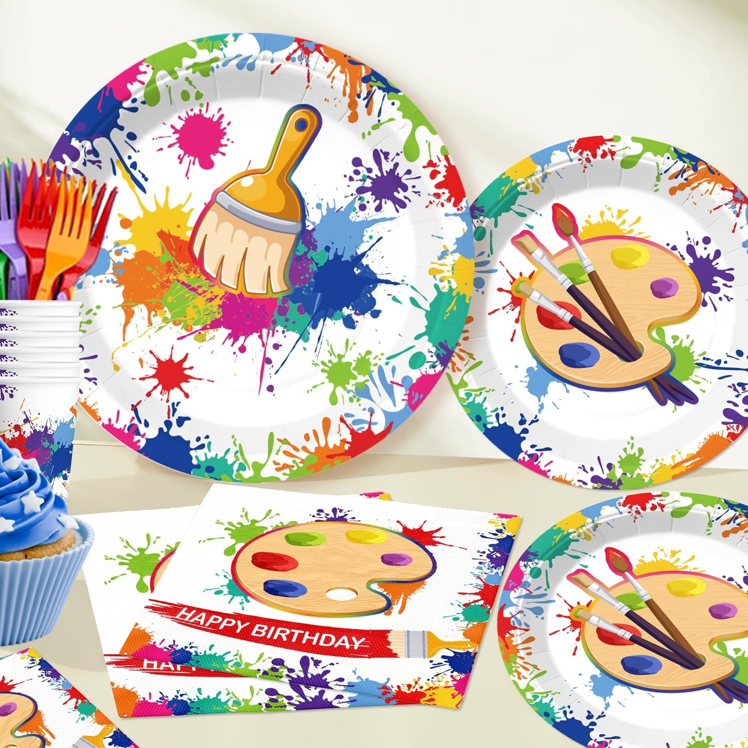 200pcs Paint Party Decorations for and Art Lovers, Convenient Disposable Pape... gallery