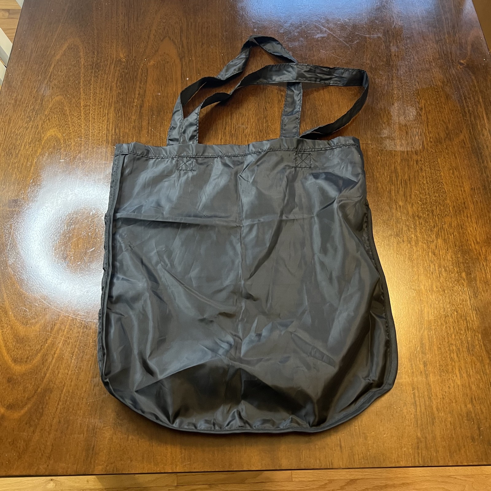 Black Nylon Reusable Tote Shopping Bag - Foldable Lightweight (Approx. 16x14 in) gallery
