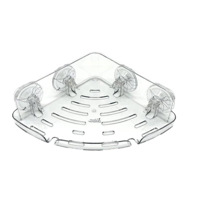 Clever Container Clear Corner Shelf Suction Cups PET Holds 11 Pounds 10Wx3Hx10D gallery