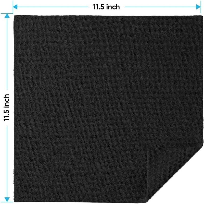 10 Pack Black Microfiber Cleaning Cloths - Lint & Scratch-Free 11.5x11.5 Inch gallery