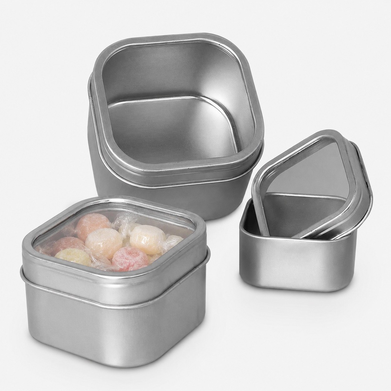 Empty Square Metal Tins with Window Lids - 2oz - Food Safe - 20 PACK gallery