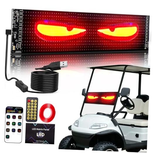 Golf Cart Devil Eyes Light Sign, 23x5in Programmable Flexible Screen for gallery