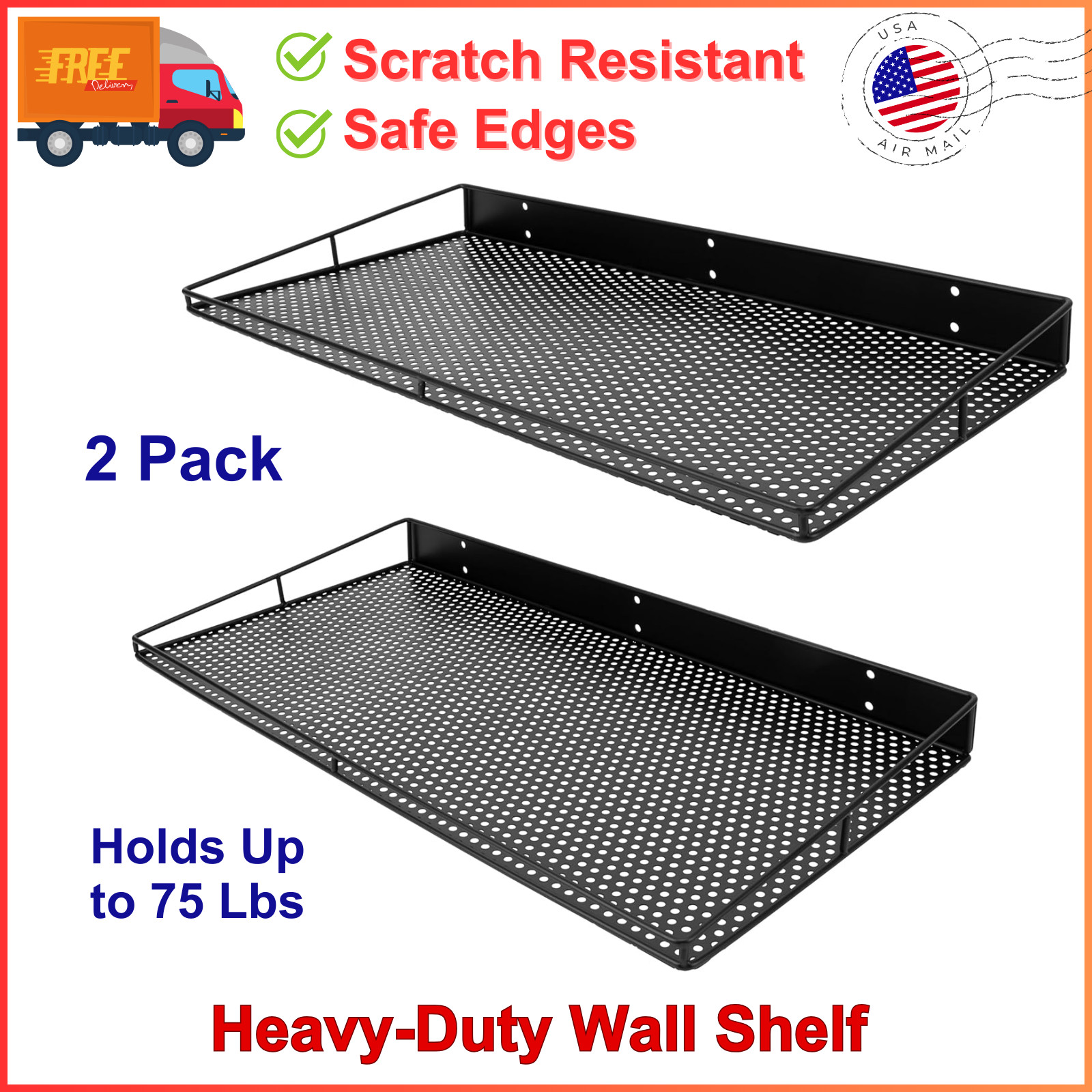 Heavy-Duty Wall Shelf, 2 Pack Garage Shelf Wall Mounted, 23.5" X 12" Large Wall gallery