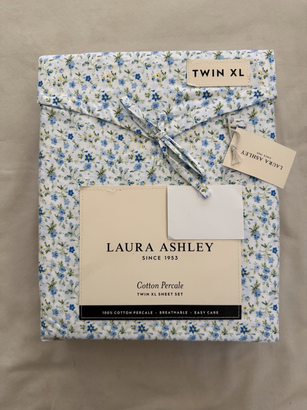 NEW 3pc Laura Ashley Twin XL Sheet Set Petite Floral EVIE Blue Yellow Green gallery