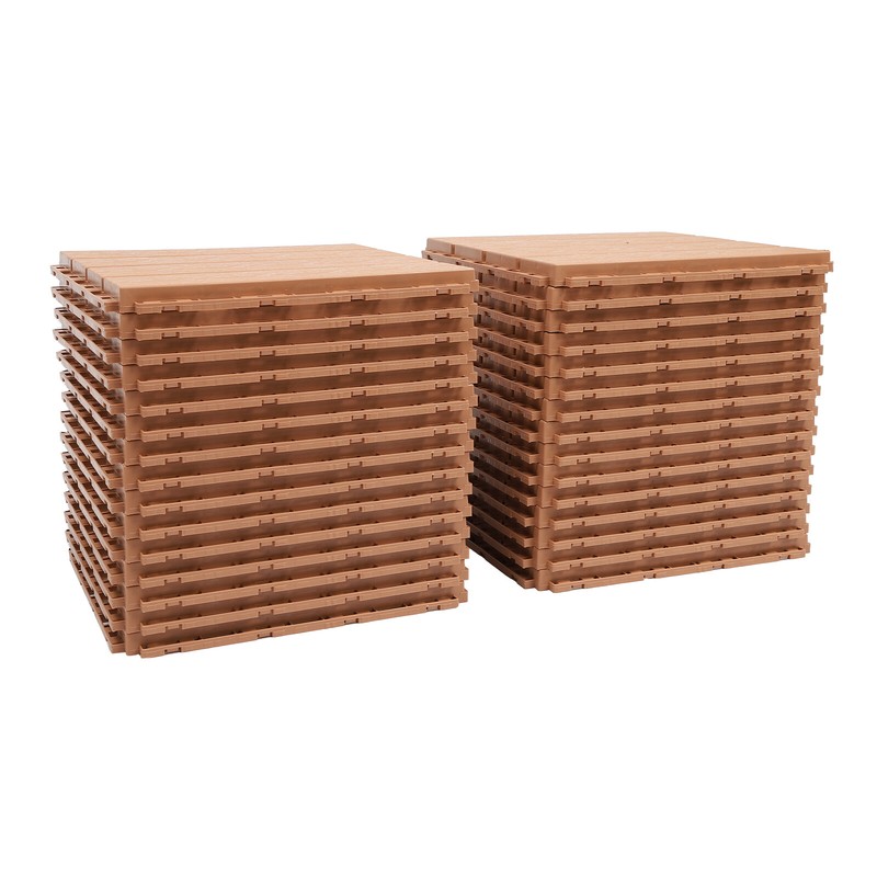 30X Plastic Interlocking Deck Tiles Dark Wood Grain Outdoor Patio Pavers 12"x12" gallery