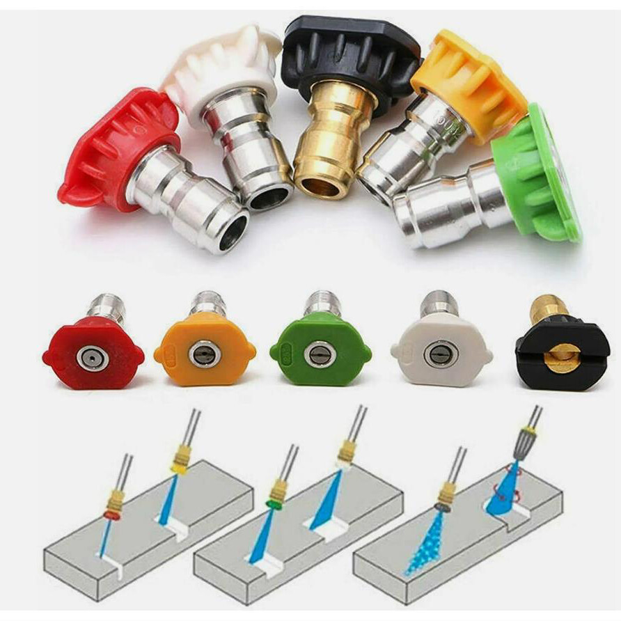 5pcs Pressure Washer Spray Tips Nozzles High Power Kit Quick Connect 1/4" Set gallery