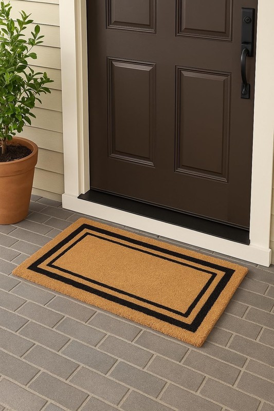 Black Border Coco Coir Doormat, 22" x 36", Non-Slip Backing, Heavy Duty Natur... gallery