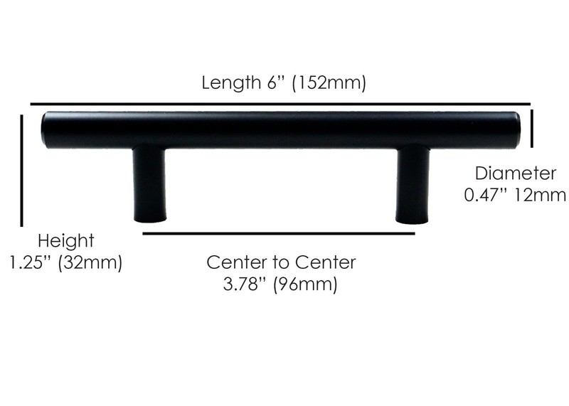 Cabinet Pulls 3.78"cc Black Modern SOLID T-Bar Kitchen Bath Drawer Pulls gallery