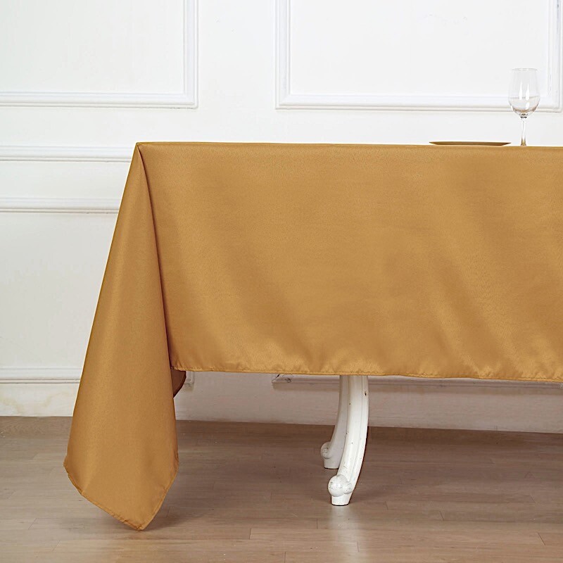 GOLD 72x120 RECTANGLE POLYESTER TABLECLOTH Wedding Party Catering Linens SALE gallery