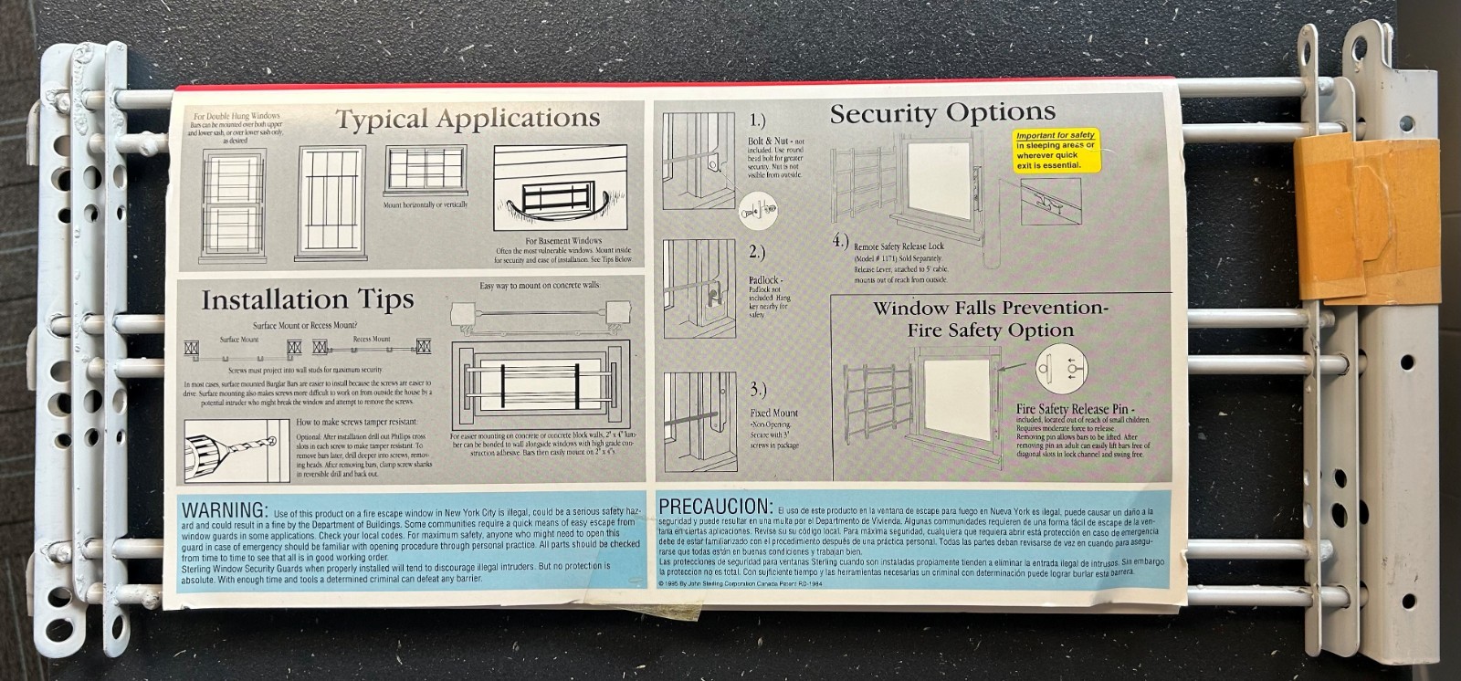 John Sterling 3 Bar Window Security Guard - Model: 1133 gallery