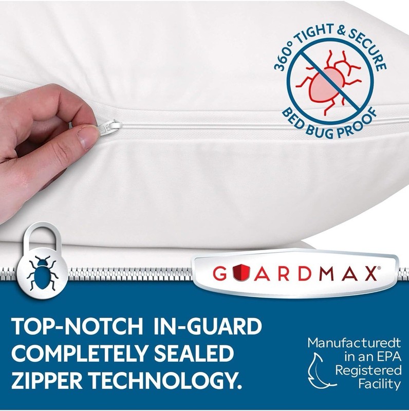Guardmax 8 Pack Queen Pillow Protectors Jersey Knit Waterproof Zip 20x30” White gallery