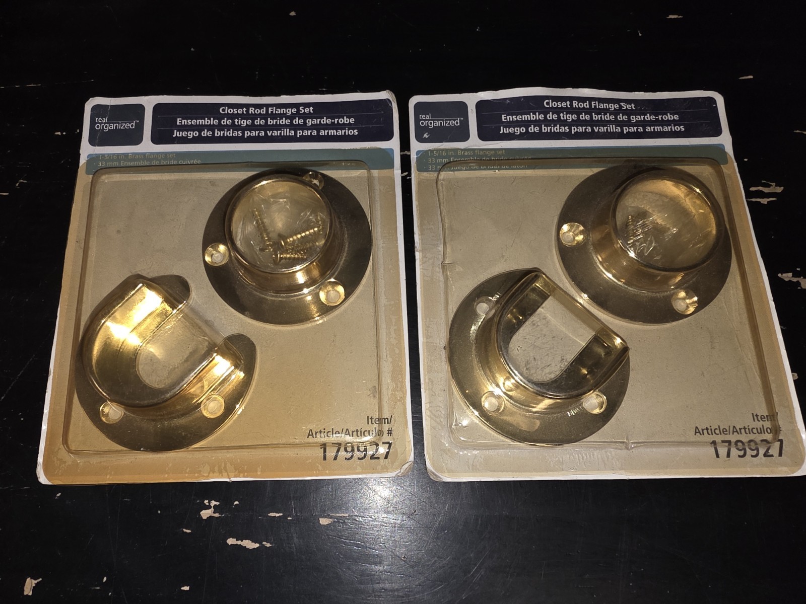 2 Packs - Polished Brass Closet Rod Flange Holder Socket Set 1-5/16" Pole Tubing gallery