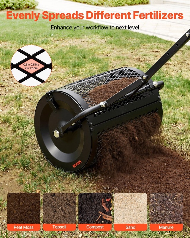 Peat Moss & Topsoil Spreader: 16.5in Width, Steel Frame, Powder-Coated Finish gallery
