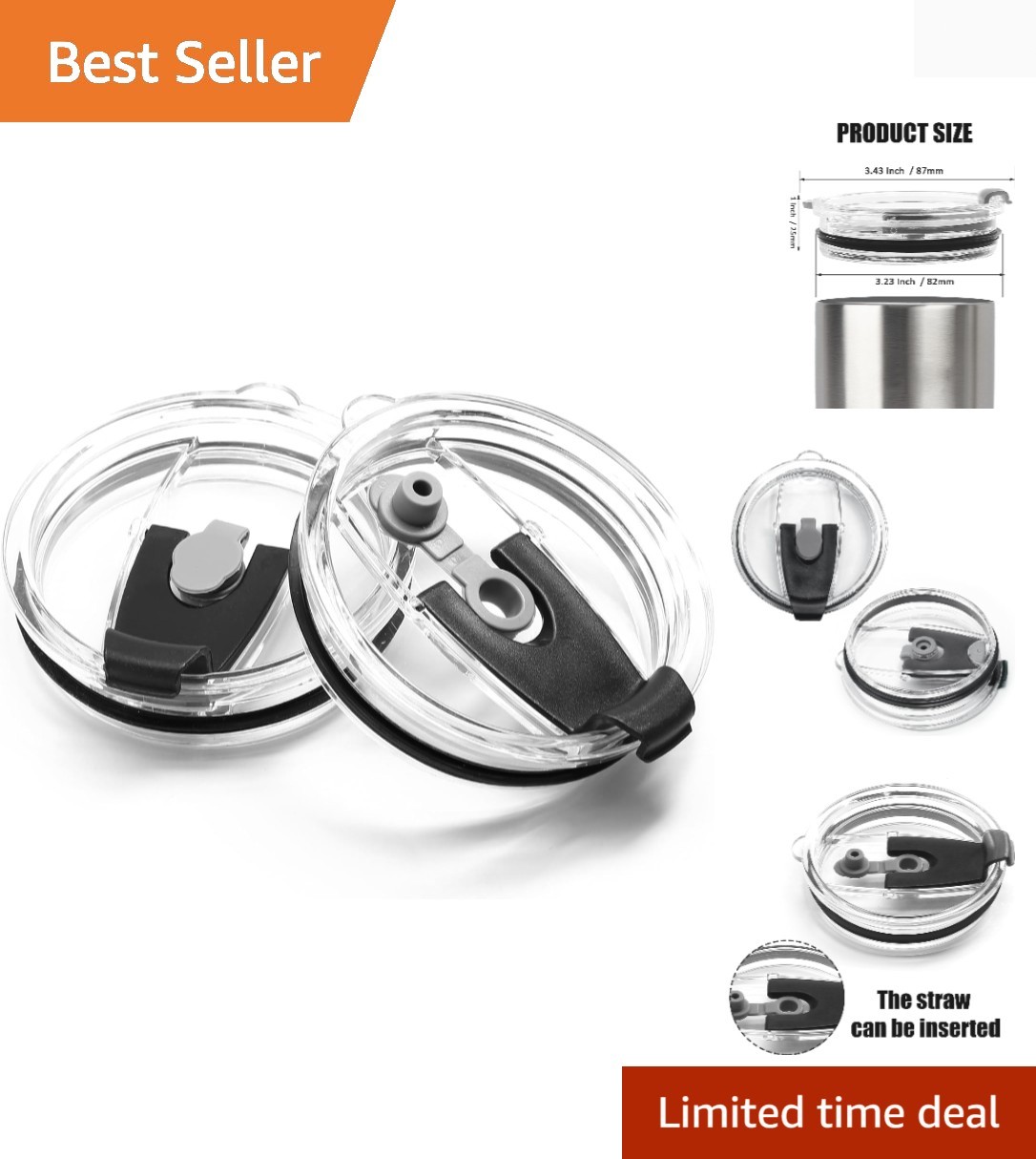 Durable Black Flip Lids for 20oz Cups - 2 Pack Spill-Proof Replacement gallery