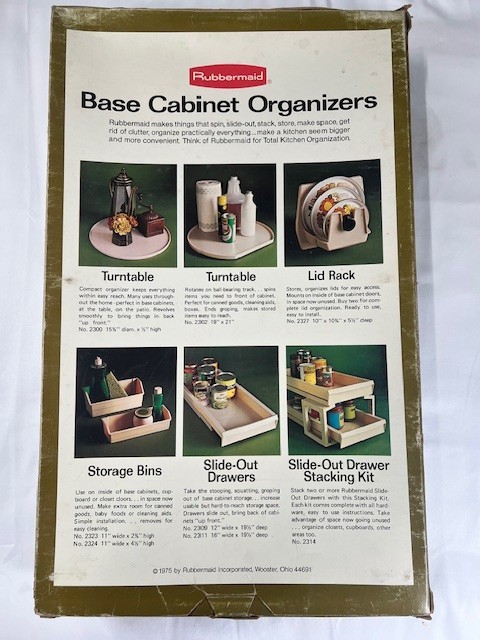 Rubbermaid Slide-Out Drawer 12" No. 2030 NOS 1970s Cabinet Organizer NEW in Box gallery