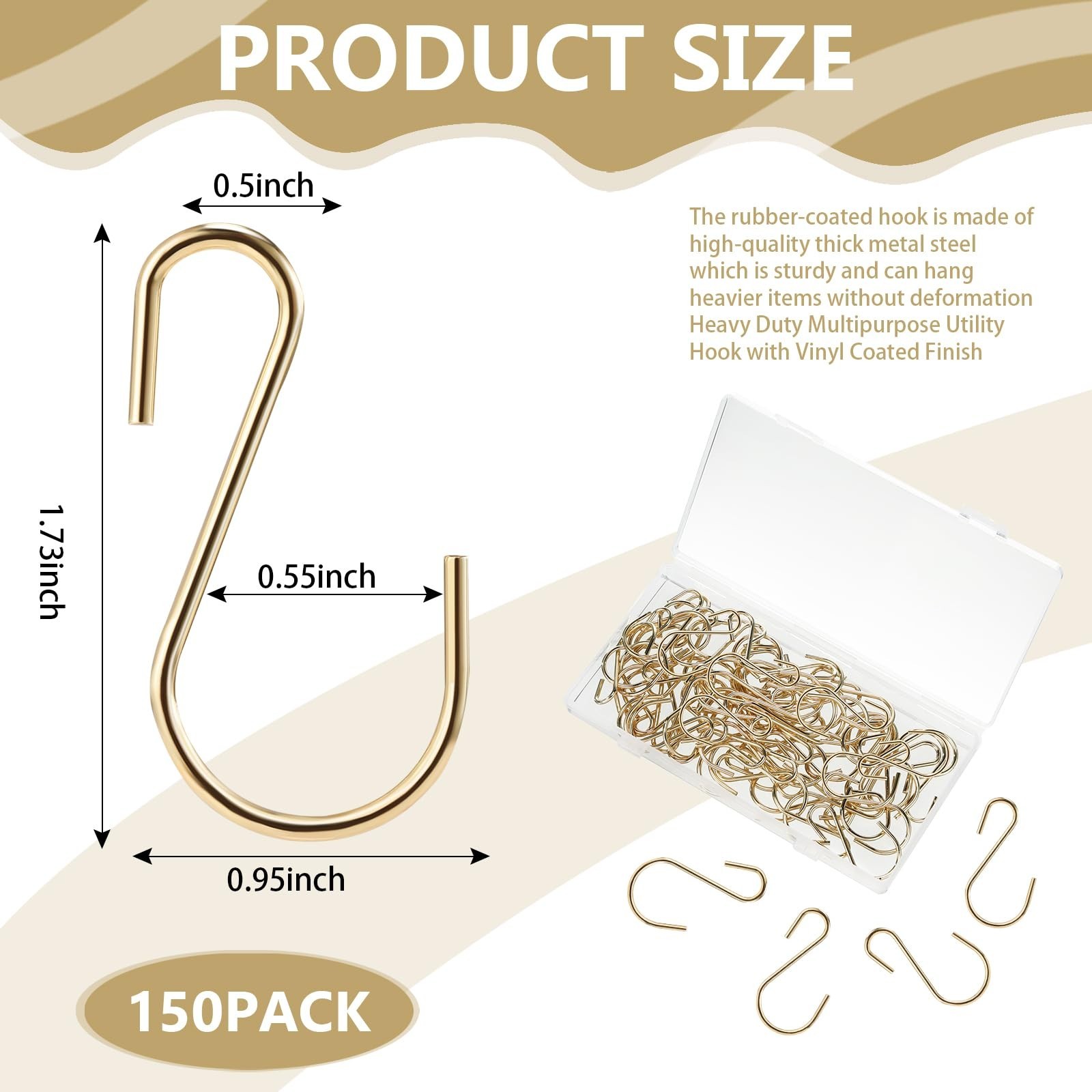 Sratte 150 Pcs S Hooks for Hanging 1.8 Inch Heavy Duty S Hooks Bulk Curtain H... gallery
