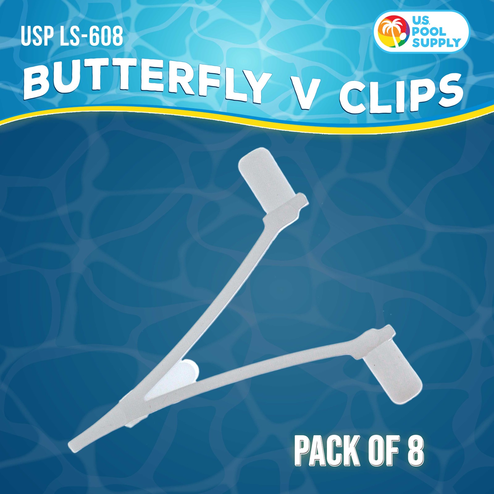 8 U.S. Pool Supply Pool Accessory Butterfly V Clips, Skimmer Net Leaf Rake Brush gallery