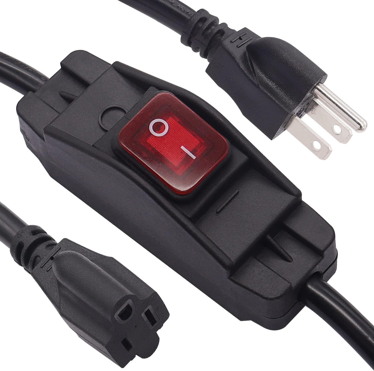 3 Prong Extension Cord with Inline Switch On/Off 14AWG 1.5FT Outlets Power Cords gallery